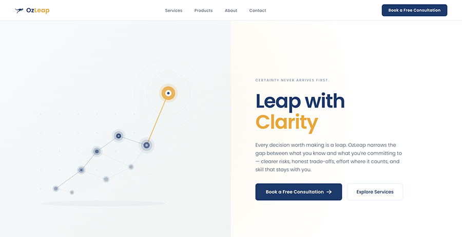 OzLeap website design project by Dinovate Studio